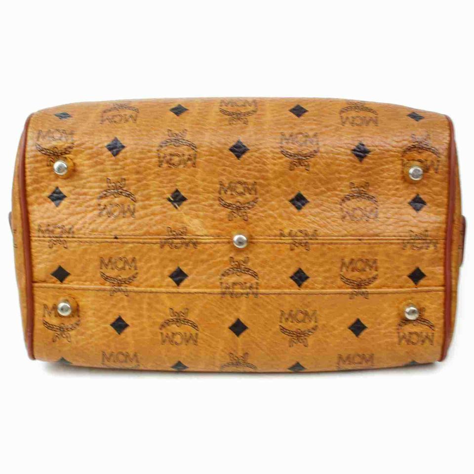 MCM Cognac Logo Monogram Visetos Boston 860676 1