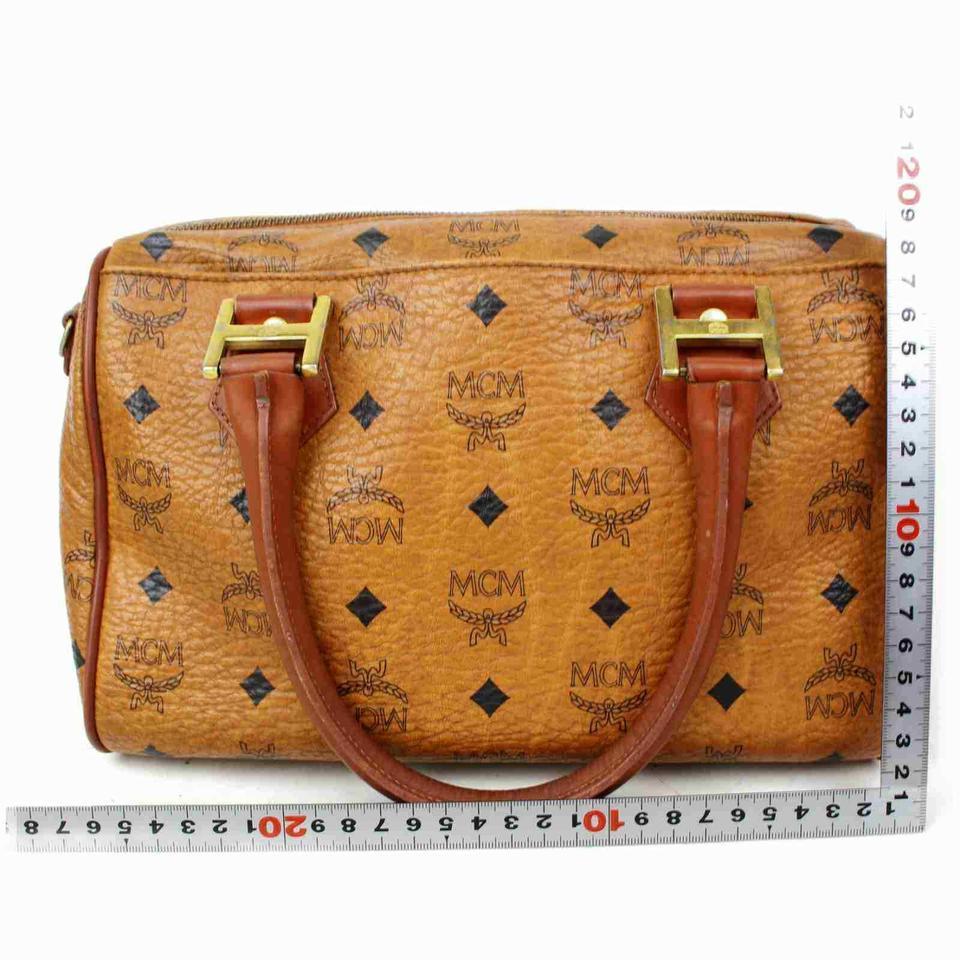 MCM Cognac Logo Monogram Visetos Boston 860676 4