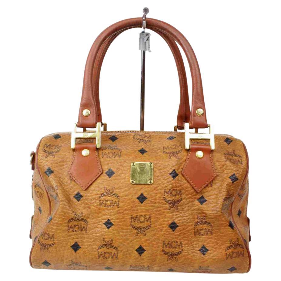 MCM Cognac Logo Monogram Visetos Boston 860676