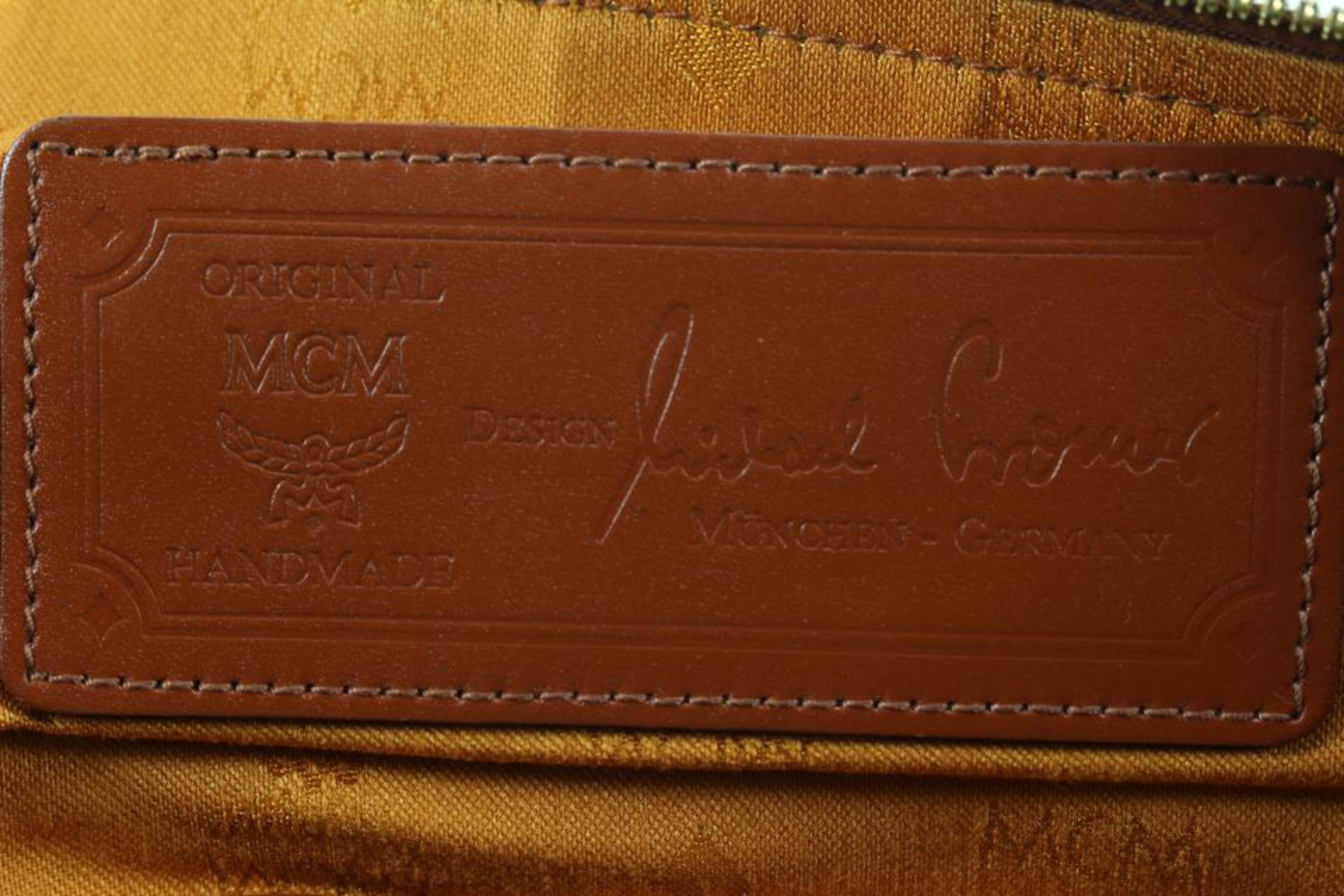 MCM Cognac Monogram Boston Convertible Duffle with Strap 19m510s 3