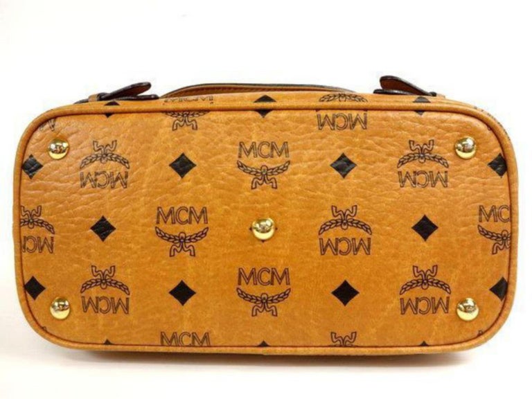 Authentic Mcm Monogram Coated Visetos Messenger Crossbody Metallic Bag