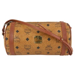 MCM Cognac Monogramm Visetos Barrel Umhängetasche Zylinder 914 mcm36