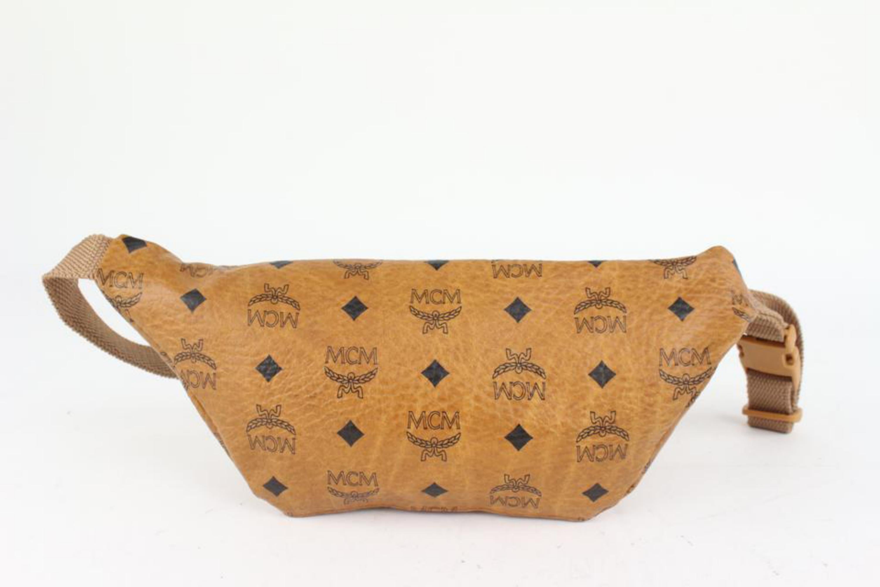 Brown MCM Cognac Monogram Visetos Belt Bag Fanny Pack Waist Pouch 1014m3 For Sale