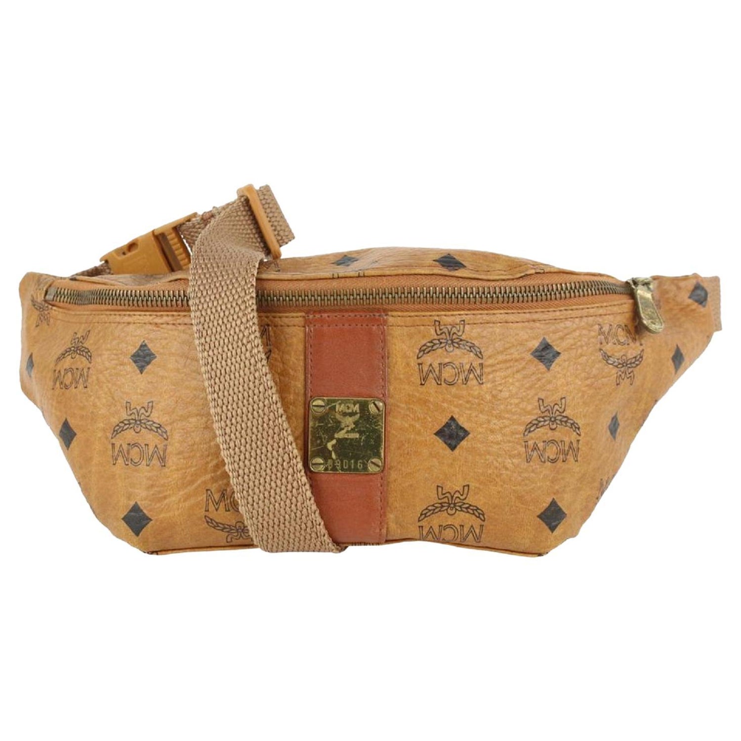 Vintage MCM brown monogram small hobo bucket bag. mini purse. West Germany  made at 1stDibs