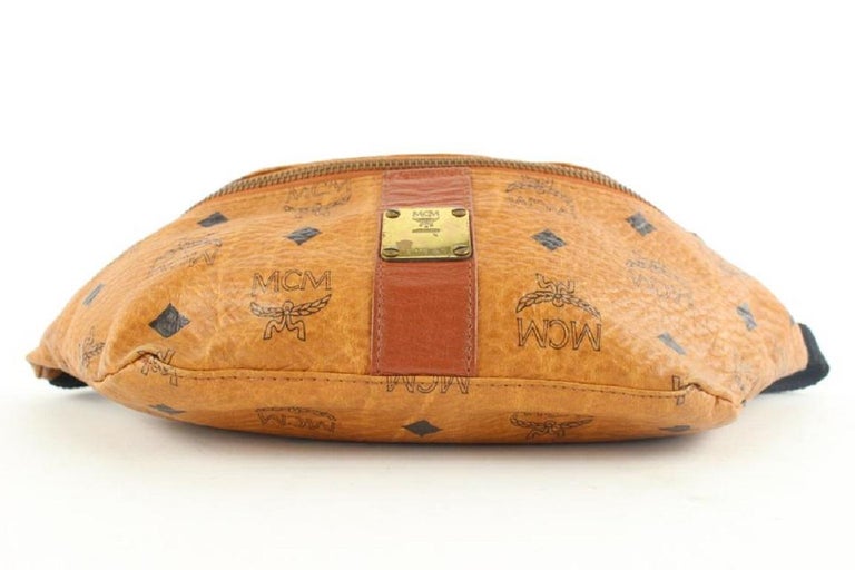 MCM Cognac Monogram Visetos Belt Bag Fanny Pack Waist Pouch