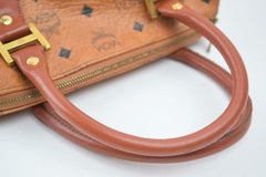 MCM Cognac Monogramm Visetos Boston 870275 Brown beschichtetem Segeltuch Satchel