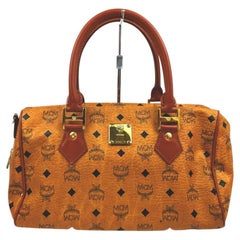 MCM Visetos Boston Tasche mit cognacfarbenem Monogramm 855229