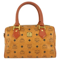 MCM Cognac Monogram Visetos Boston Bag 921mcm69