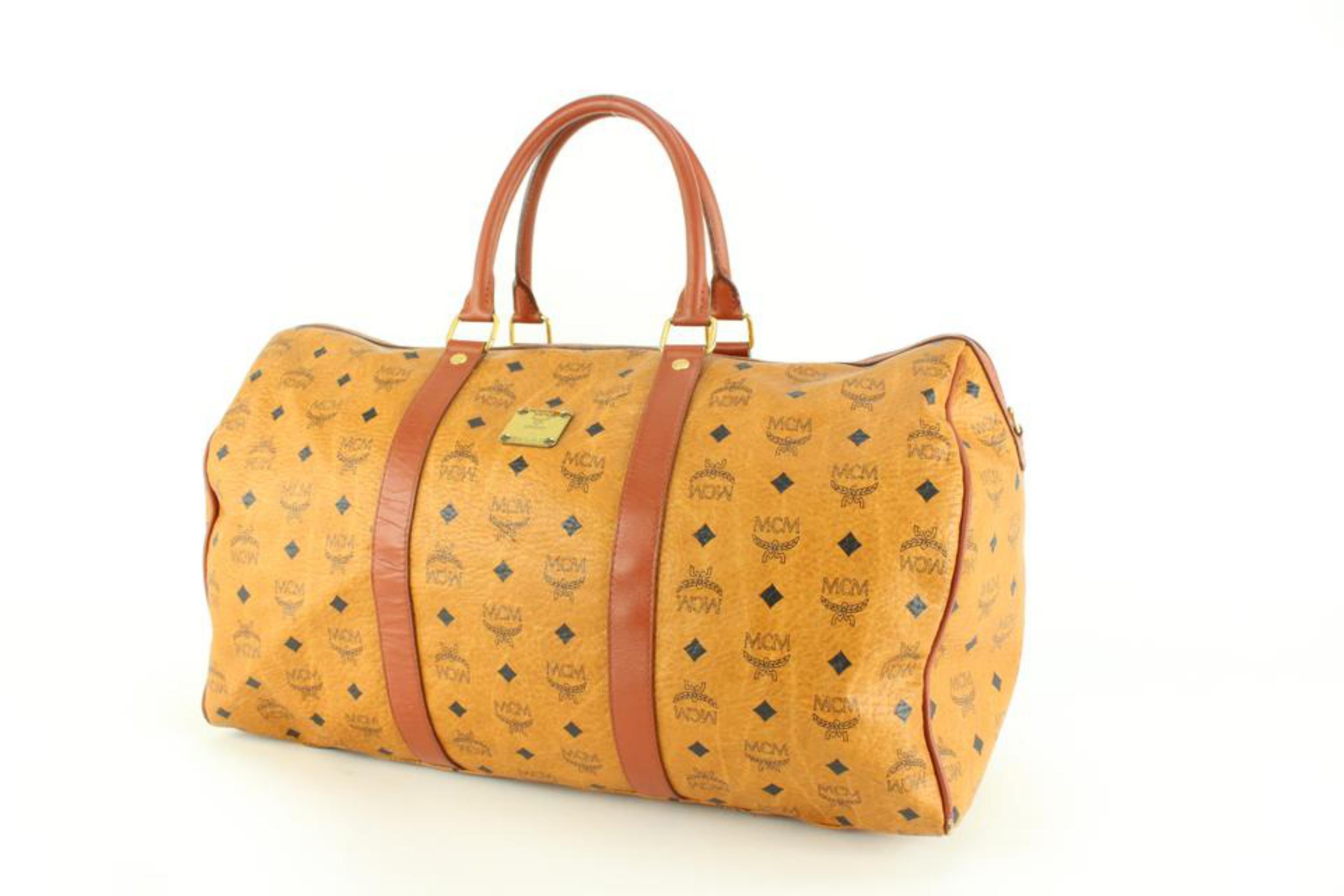 MCM Cognac Monogram Visetos Boston Duffle Bag 5m526s 4