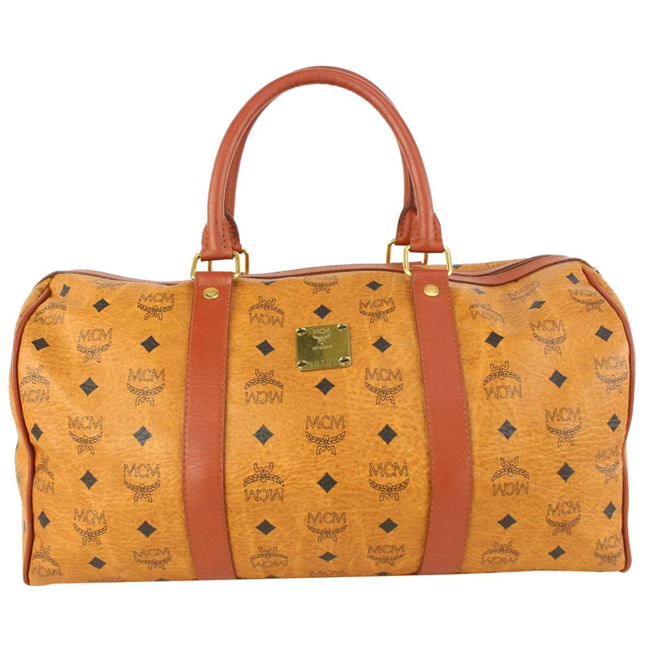 MCM Cognac Monogram Visetos Boston Duffle Bag 917mcm28