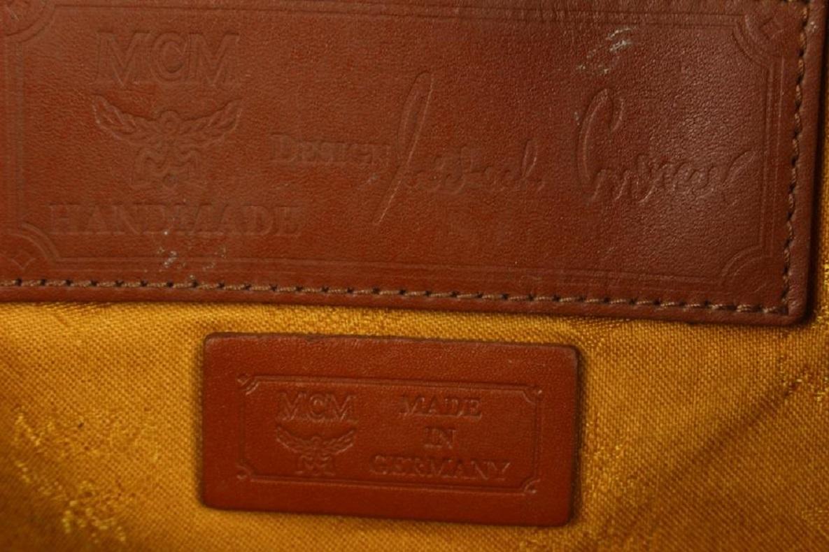 MCM Cognac Monogram Visetos Boston Duffle Bag with Strap 1025m7


