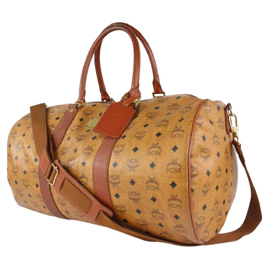 MCM Cognac Monogramm Visetos Boston Duffle Bag mit Riemen 1025m7