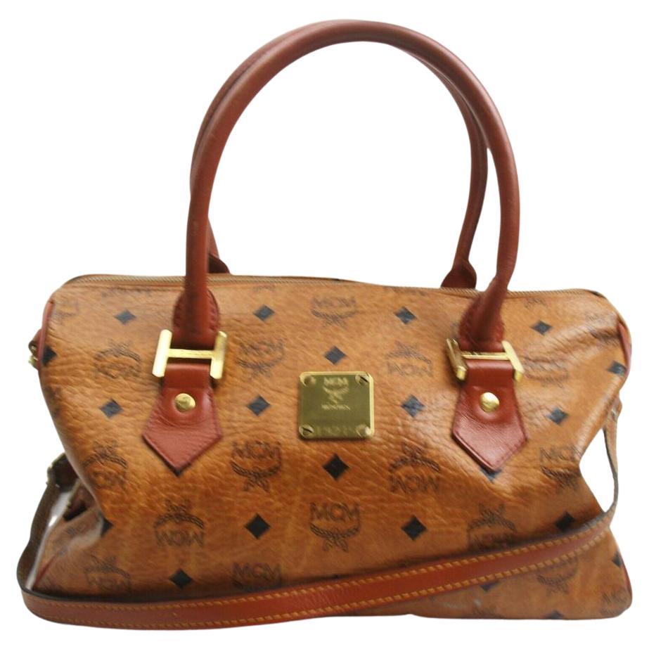 Black MCM Visetos TopHandle Bag For Sale at 1stDibs