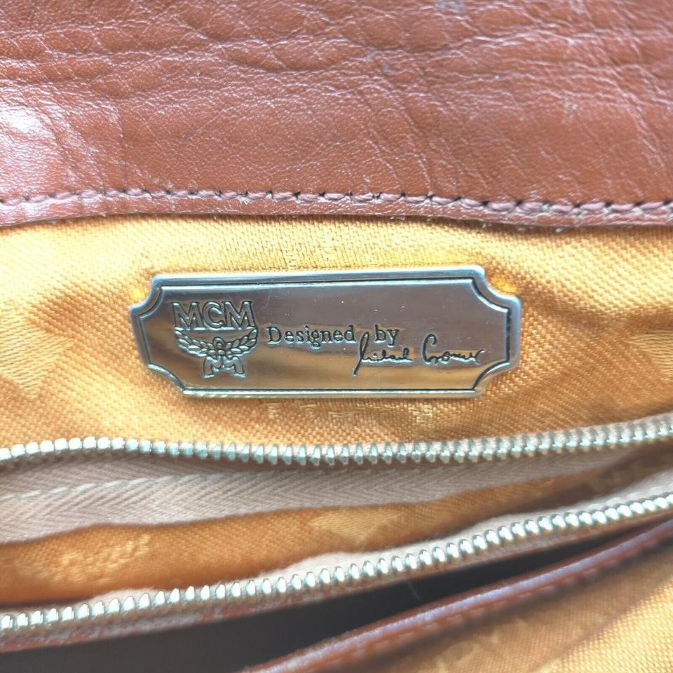 MCM Cognac Monogram Visetos Boston Duffle Bag with Strap 862420 3