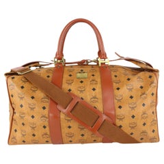 MCM Cognac Monogram Visetos Boston Duffle with Strap 1019m28