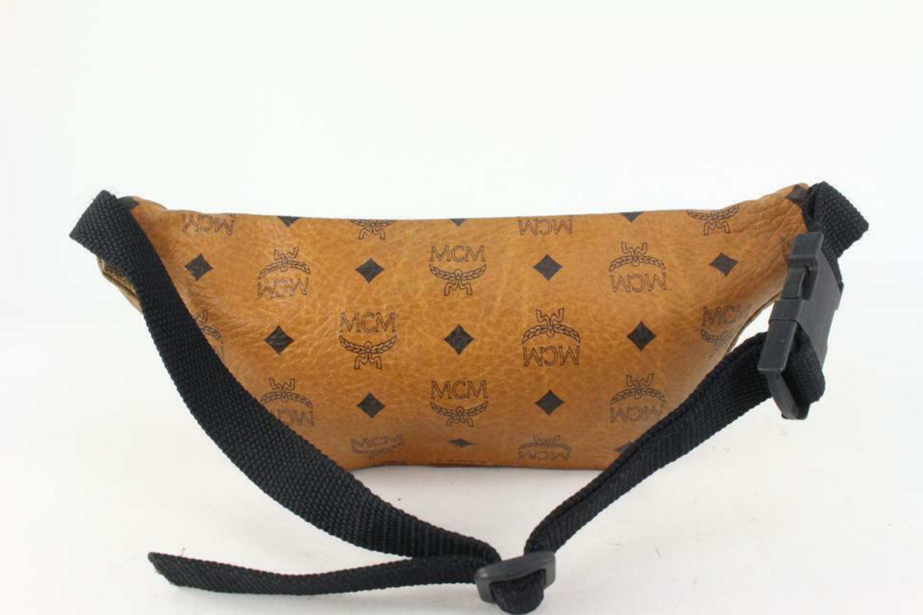 Brown MCM Cognac Monogram Visetos Bum Bag Belt Bag Fanny Pack 24MCM26a For Sale
