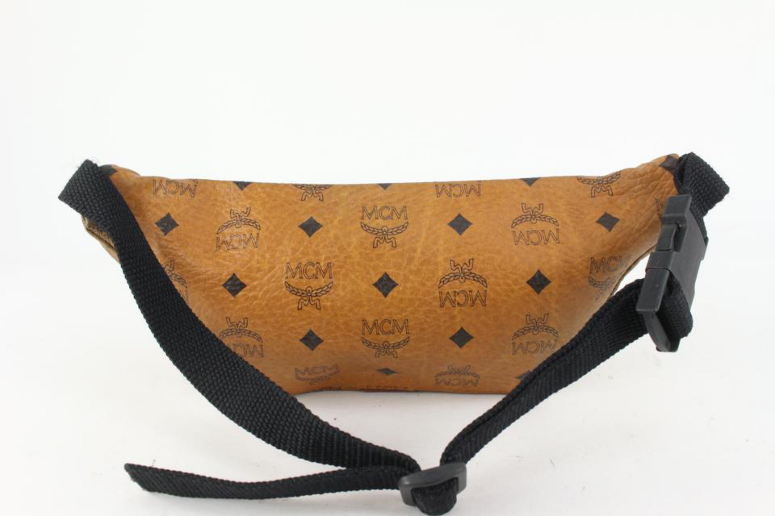Women's MCM Cognac Monogram Visetos Bum Bag Belt Bag Fanny Pack 927mcm41