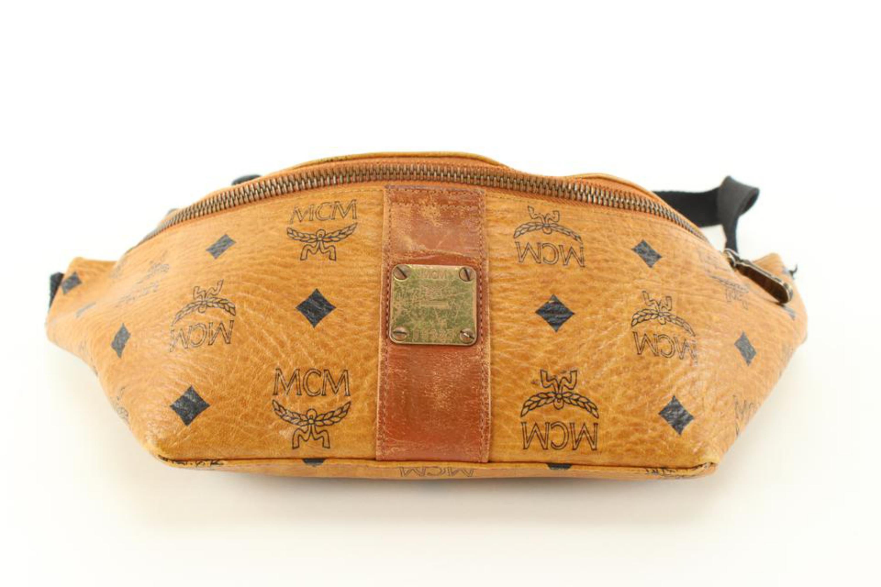 Brown MCM Cognac Monogram Visetos Bum Bag Waist Pouch Fanny Pack 92m719s For Sale