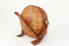 MCM Cognac Monogram Visetos Round Crossbody Bag 916mcm89