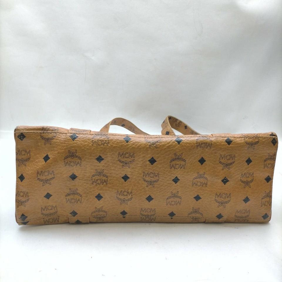 Brown MCM Cognac Monogram Visetos Shopper Tote Bag 862523  