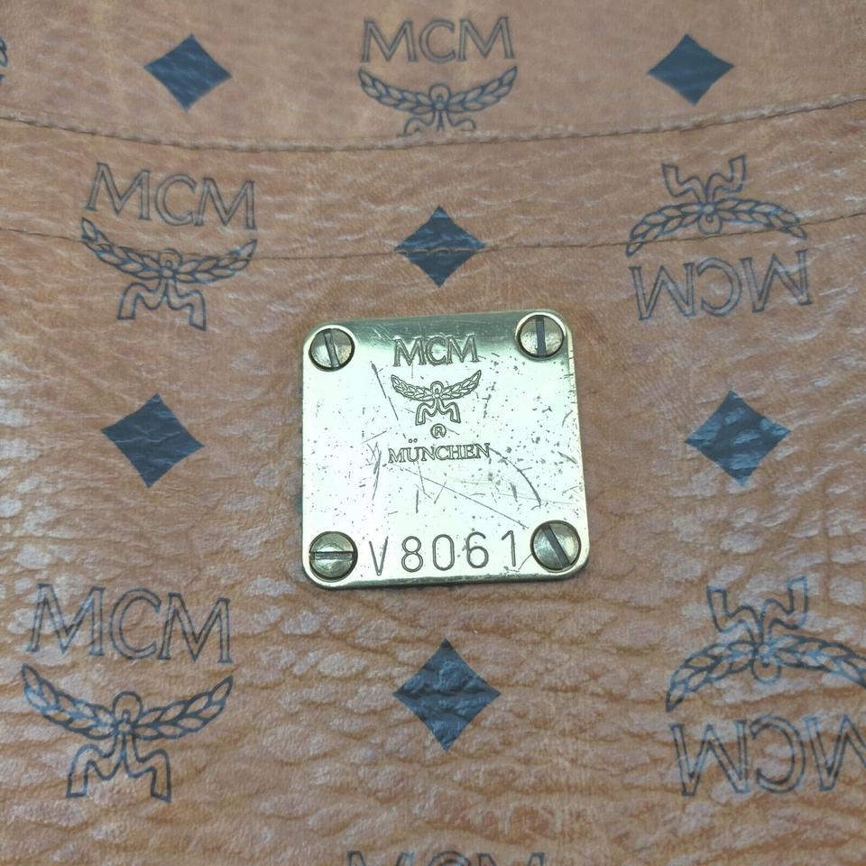 MCM Cognac Monogram Visetos Shopper Tote Bag 863070 In Good Condition In Dix hills, NY