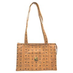 Vintage MCM Cognac Monogram Visetos Shopper Tote Bag 863070