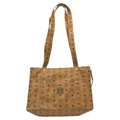 MCM Cognac Monogram Visetos Shopper Tote Bag  863087