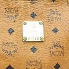 MCM Cognac Monogram Visetos Zip Pouch 869683 Brown Coated Canvas Clutch