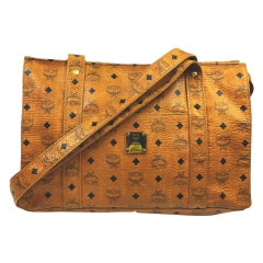 MCM Cognac Monogram Visetos Zip Tote Bag  862232