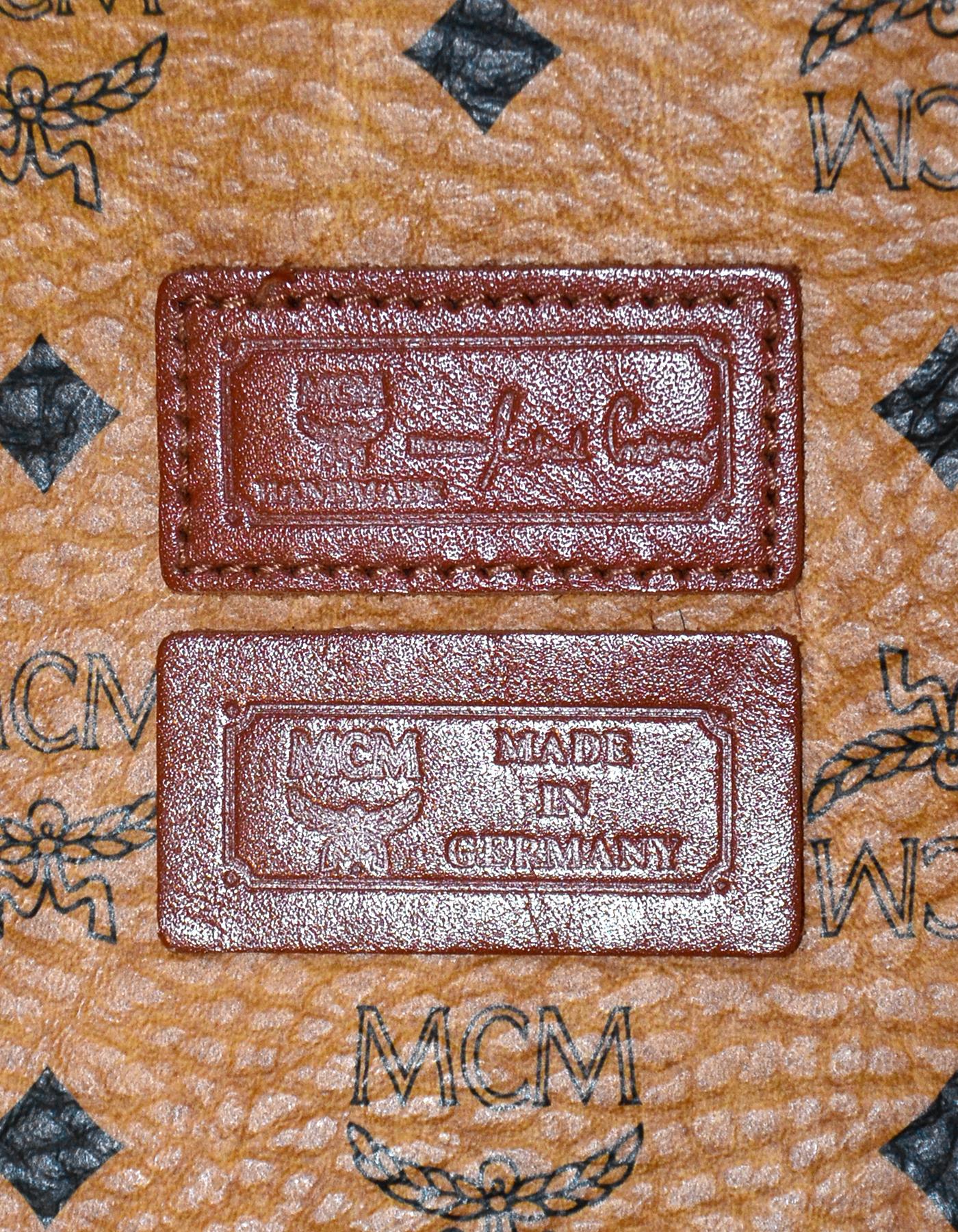 MCM Cognac Vintage 90s Monogram Visetos Shoulder Tote Bag In Excellent Condition In New York, NY