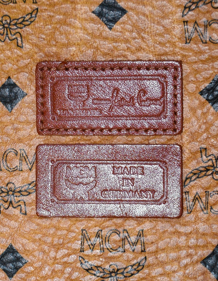 MCM Cognac Vintage 90s Monogram Visetos Shoulder Tote Bag at