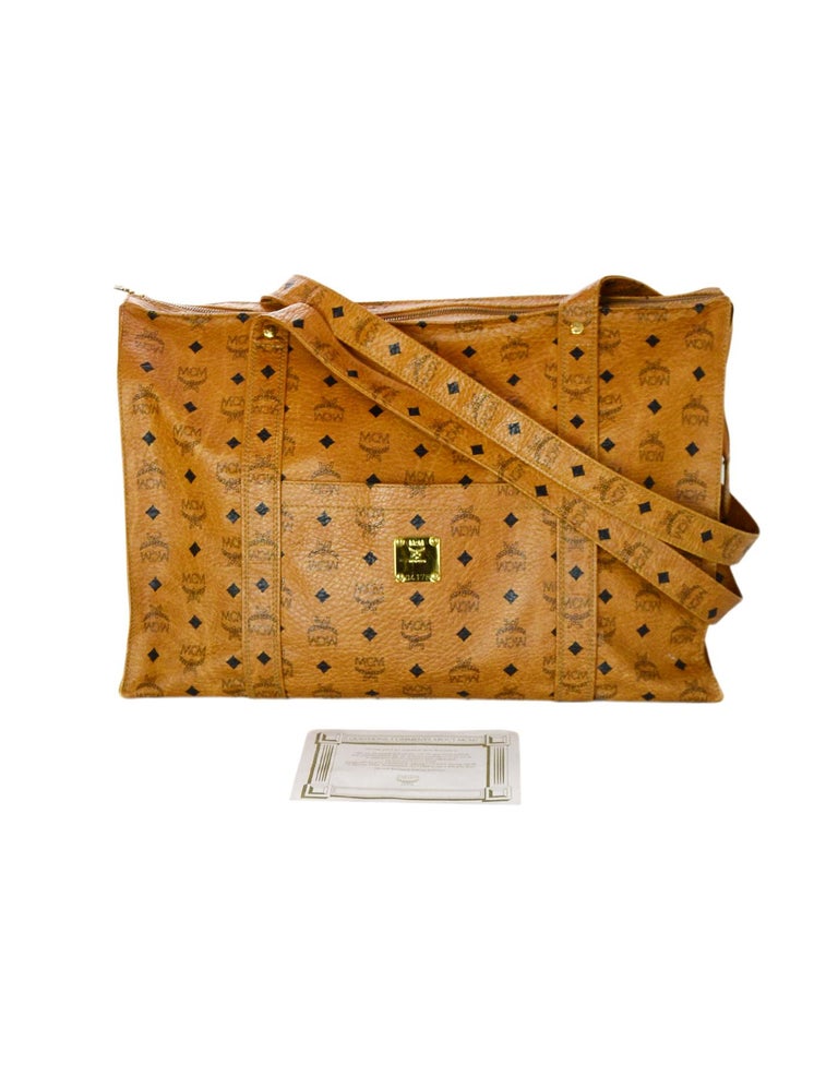 MCM Cognac Monogram Visetos Shopper Tote 869752 Shoulder Bag