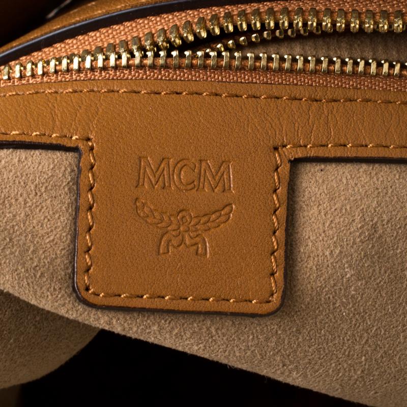 Women's MCM Cognac Visetos Coated Canvas and Leather Crossbody Bag