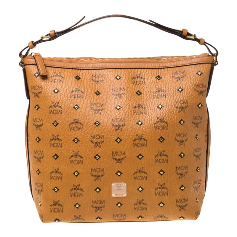 MCM Cognac Visetos Coated Canvas and Leather Crossbody Bag