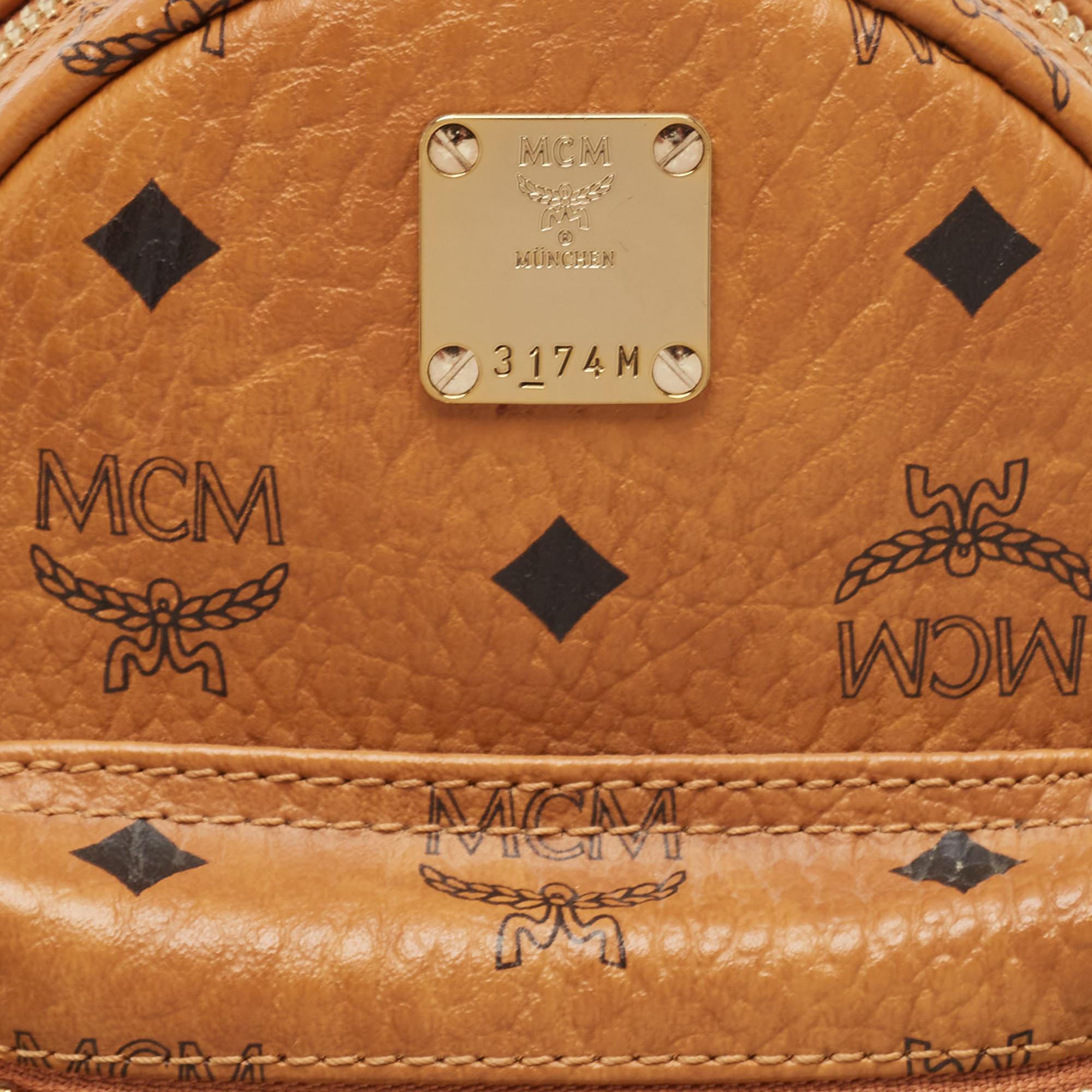 MCM Cognac Visetos Coated Canvas and Leather Mini Studded Stark-Bebe Boo  2