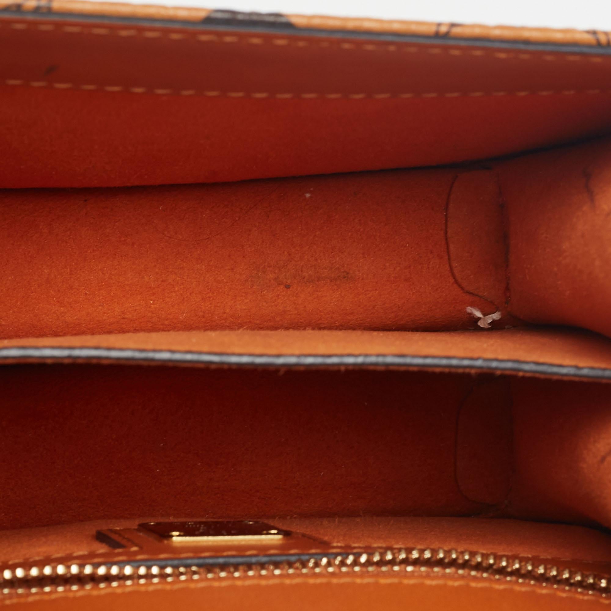 MCM Cognac Visetos Coated Canvas and Leather Patricia Crossbody Bag In Good Condition In Dubai, Al Qouz 2