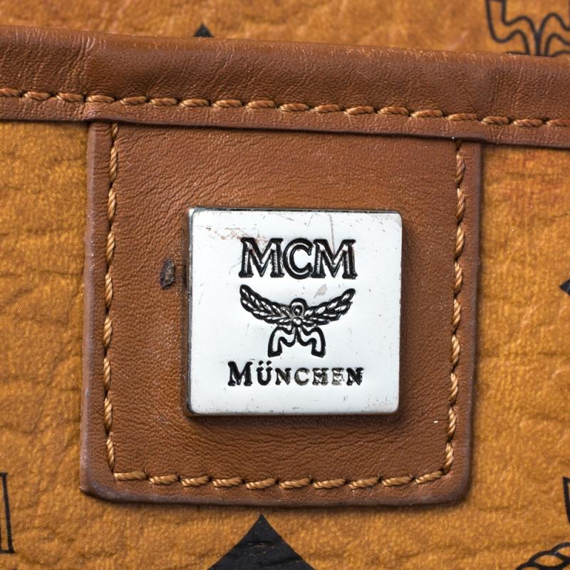MCM Shopper-Tasche aus beschichtetem Segeltuch und Leder in Cognac mit Visetos (Braun)