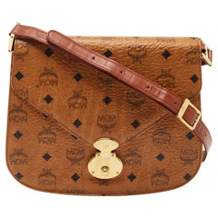 MCM Cognac Visetos Coated Canvas Shoulder Bag