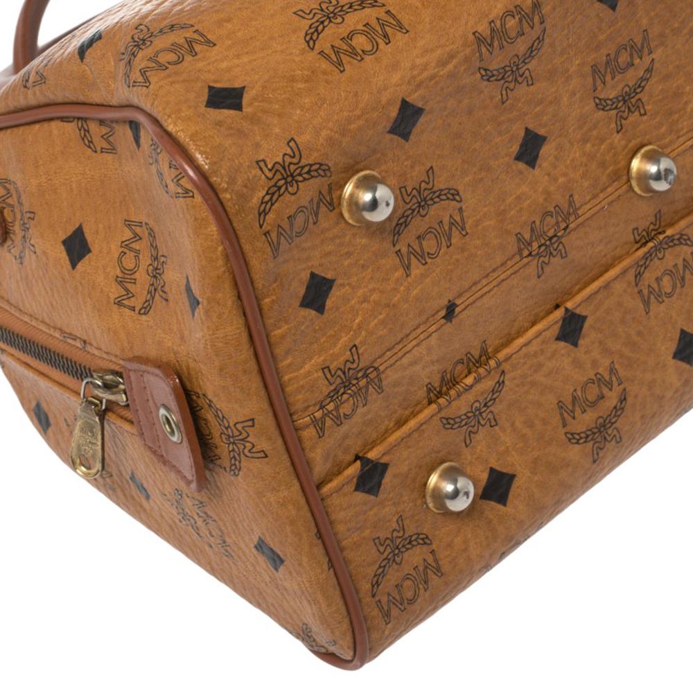 MCM Cognacfarbene Visetos-Tasche aus beschichtetem Segeltuch Heritage Boston 1