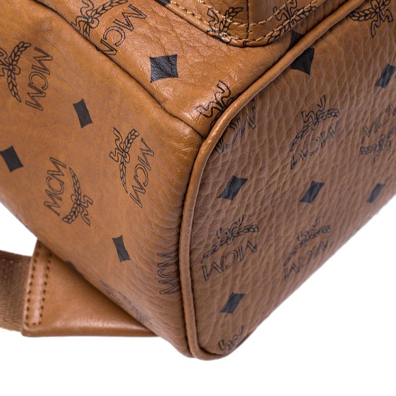 MCM Cognac Visetos Coated Canvas Small Studs Stark Backpack 1