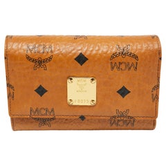 MCM Cognac Visetos Coated Canvas Trifold Wallet