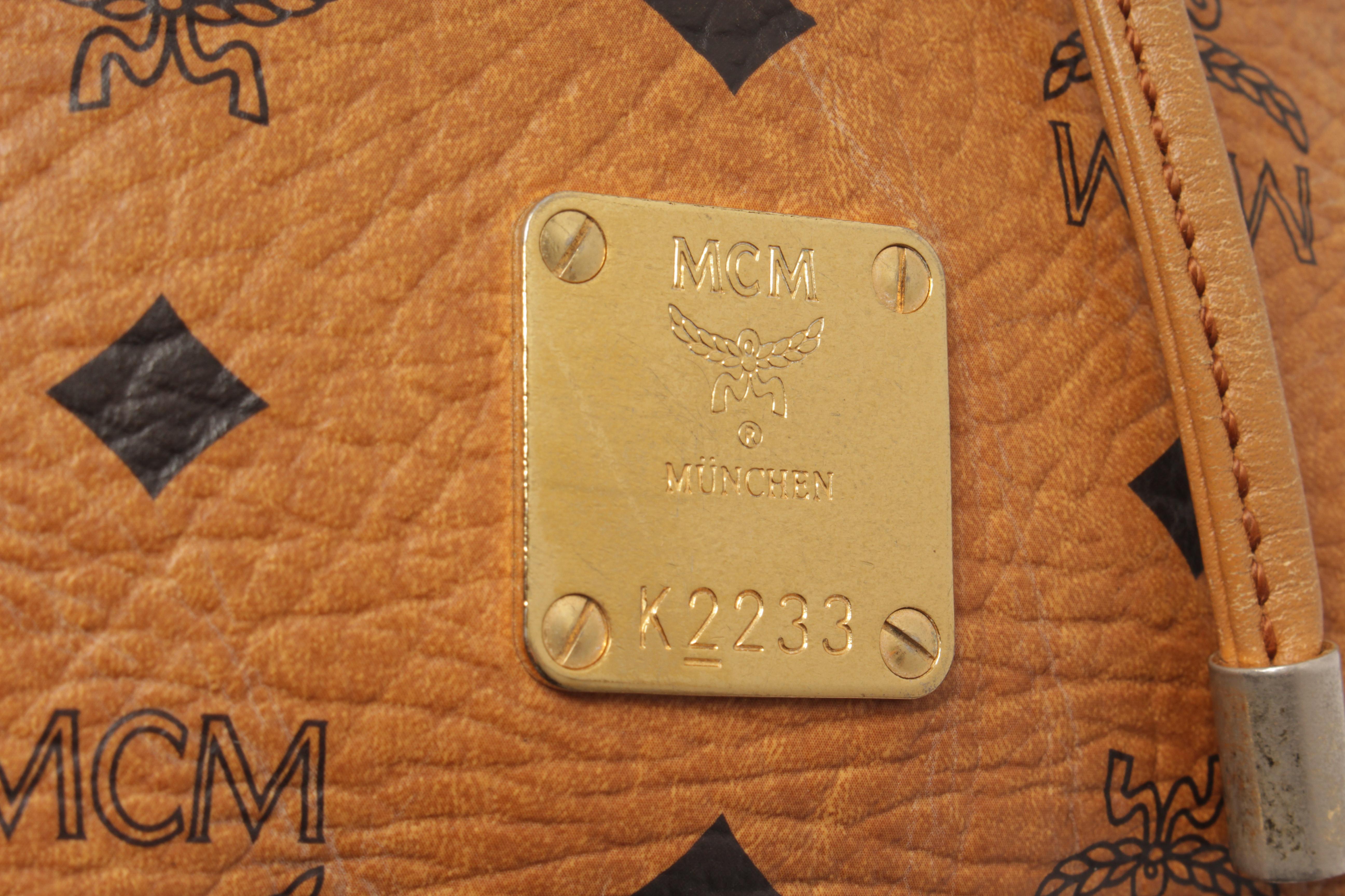 MCM Cognac Visetos Leather Bucket Bag 2