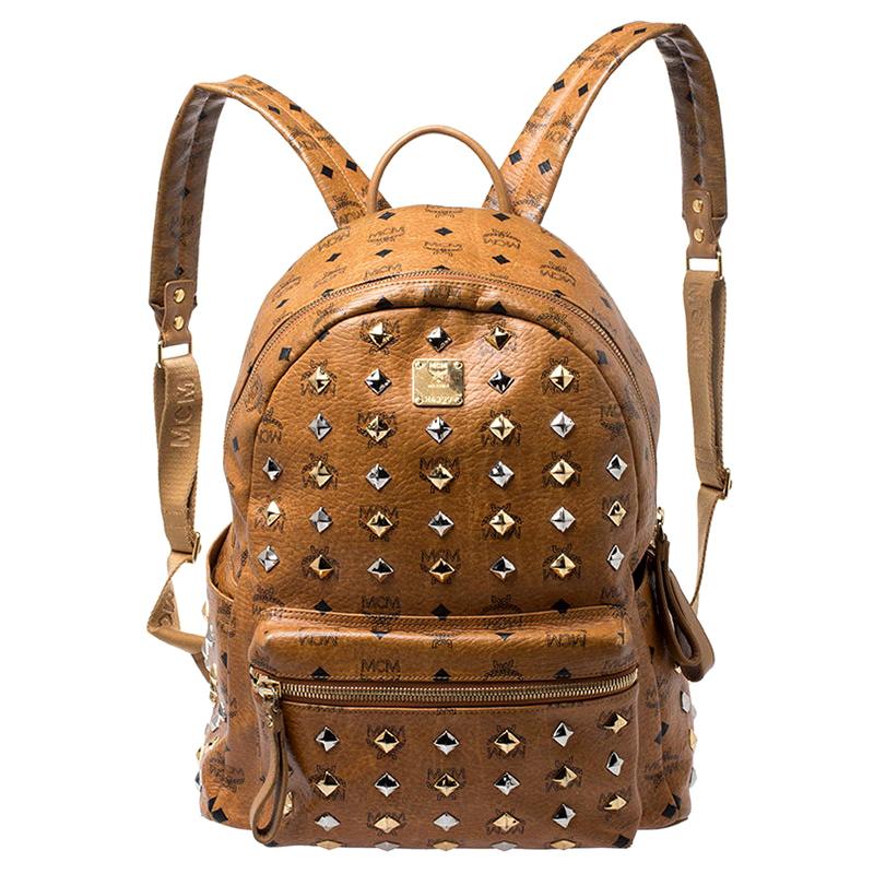 MCM Cognac Visetos Leather Large Studs Stark Backpack For Sale at 1stDibs |  mcm studded backpack, mcm backpack large