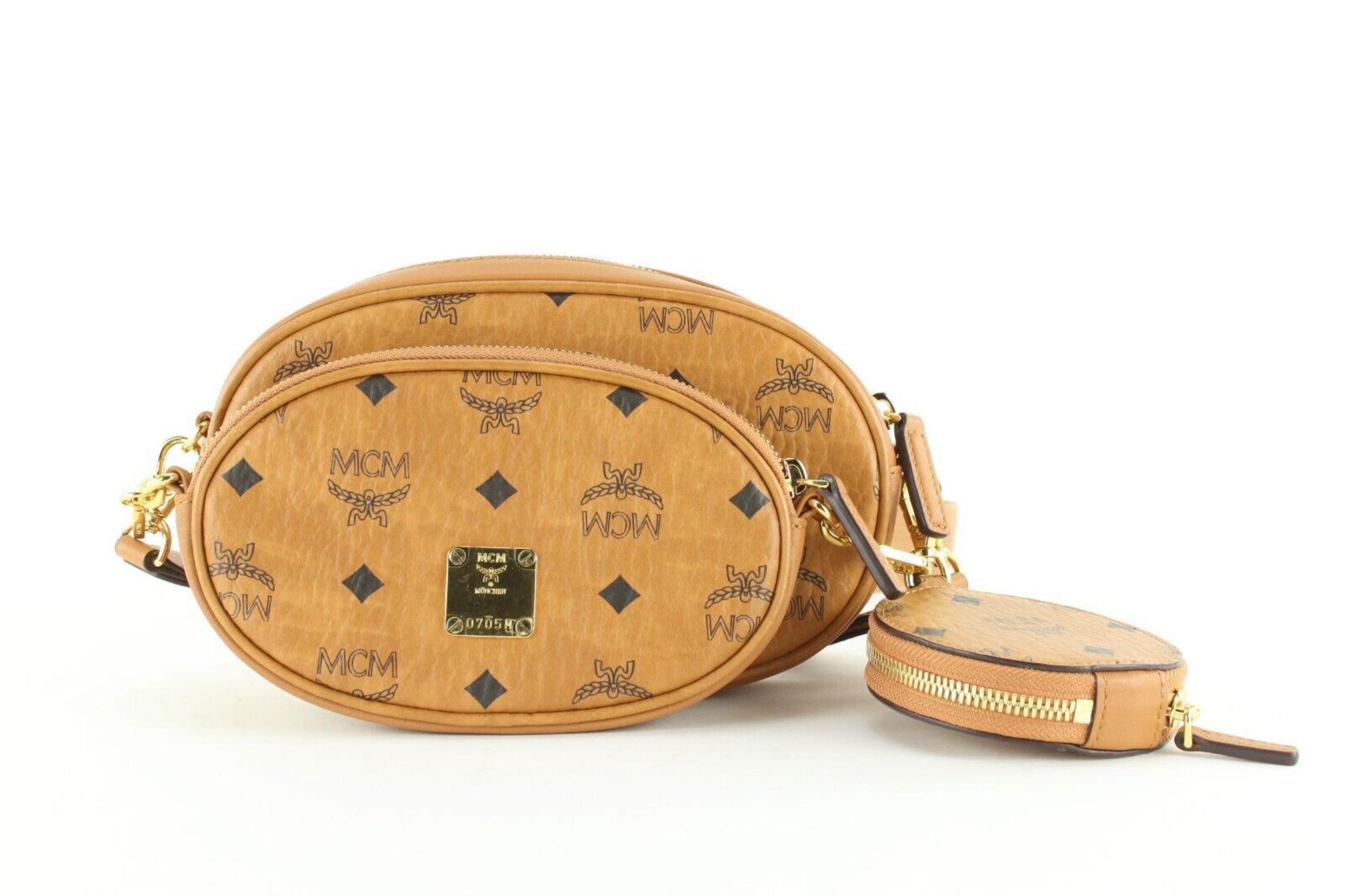 Cognacfarbener Visetos Multi Pochette Crossbody Sling 1MCM0104, MCM 3