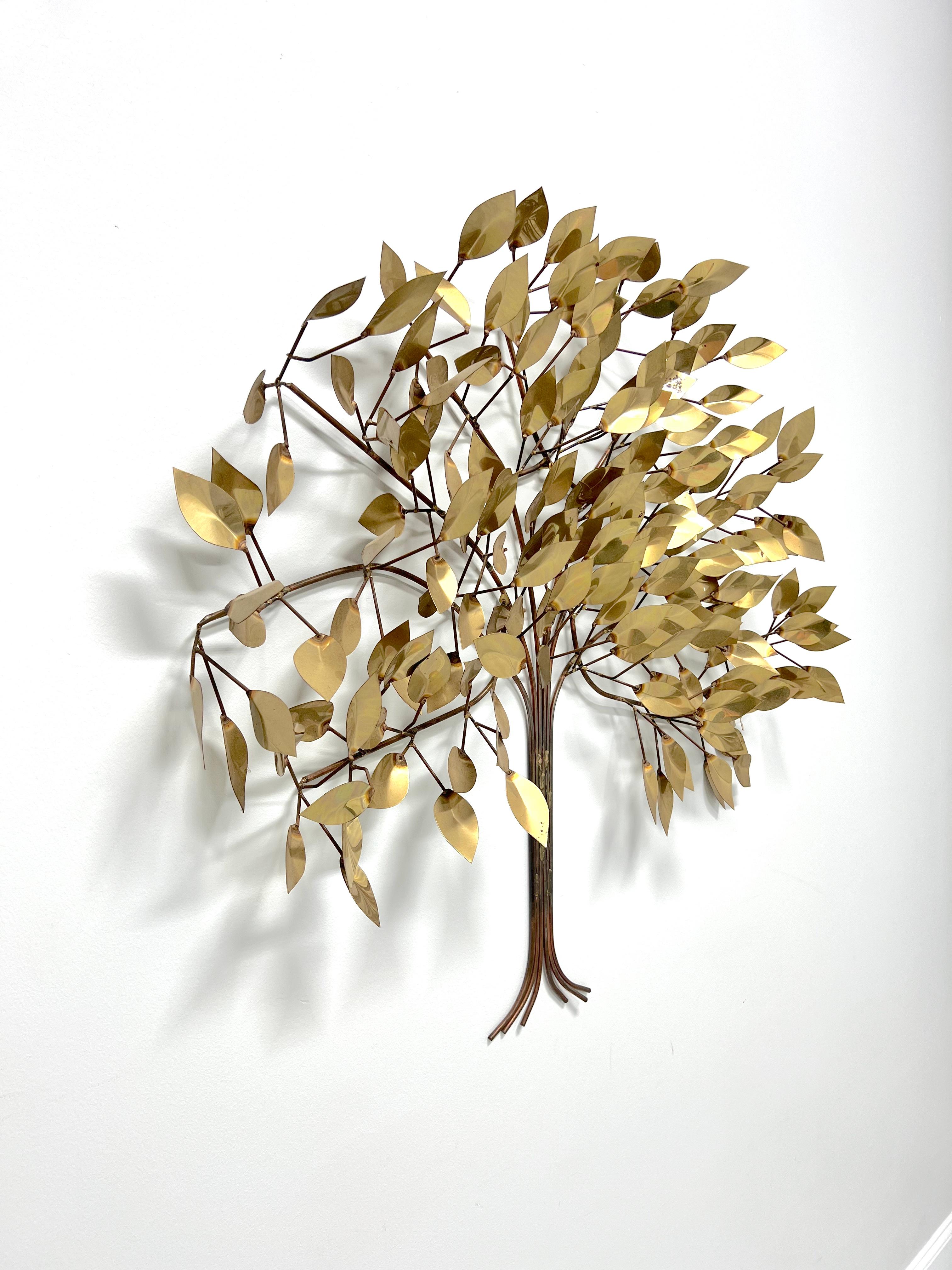 MCM Kupfer & Messing Brutalist Baum des Lebens Skulptur in der Art von Curtis Jere im Zustand „Gut“ im Angebot in Charlotte, NC