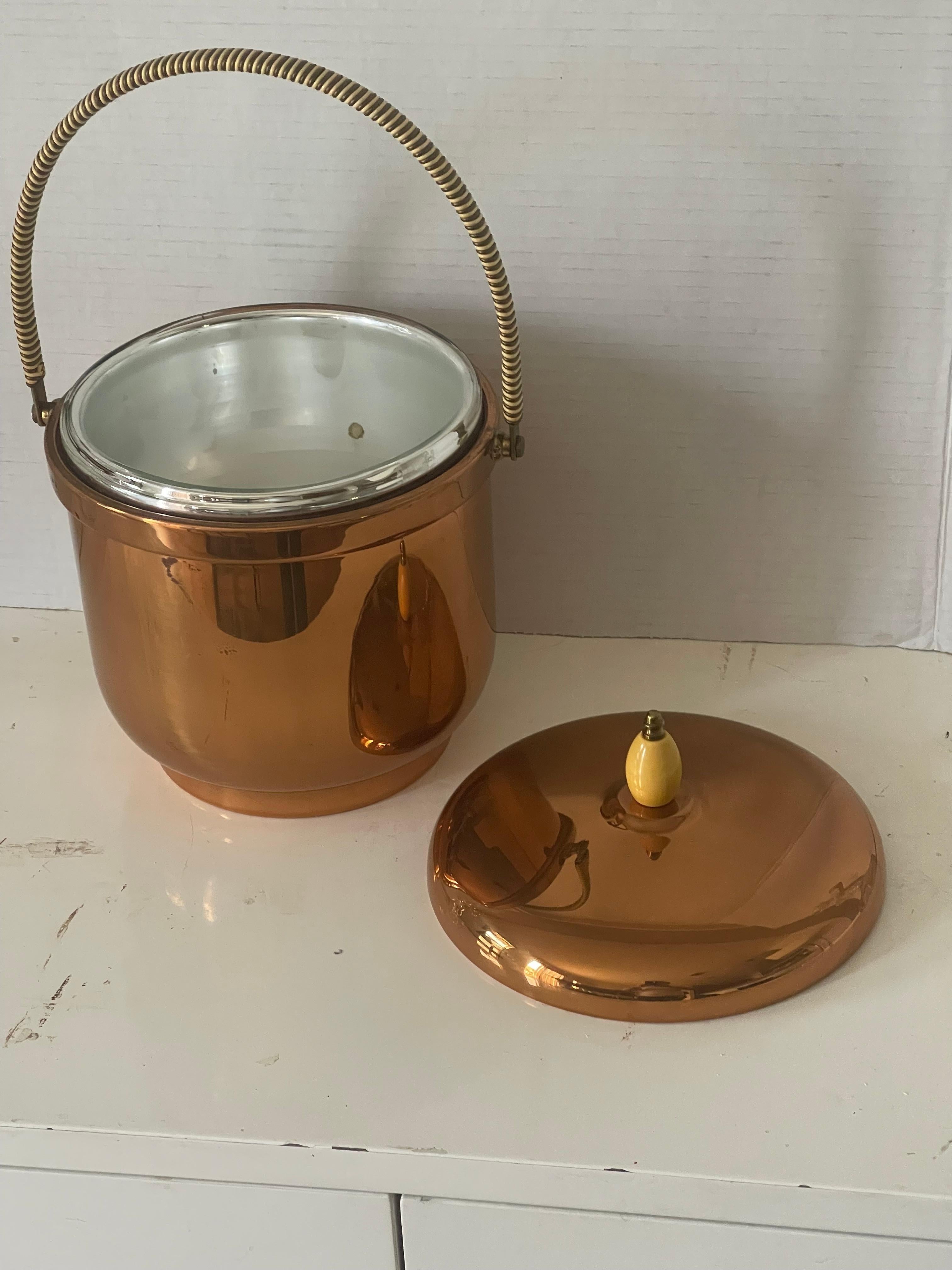 Mid century modern copper ice bucket . 