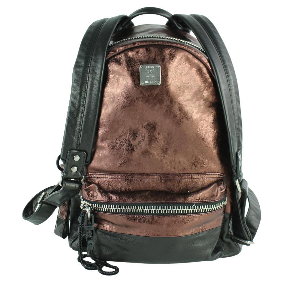 MCM Copper Tumbler Colorblock 15mcz0130 Brown Leather Backpack For Sale