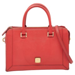 MCM Coral Leather Large Nuovo Tote
