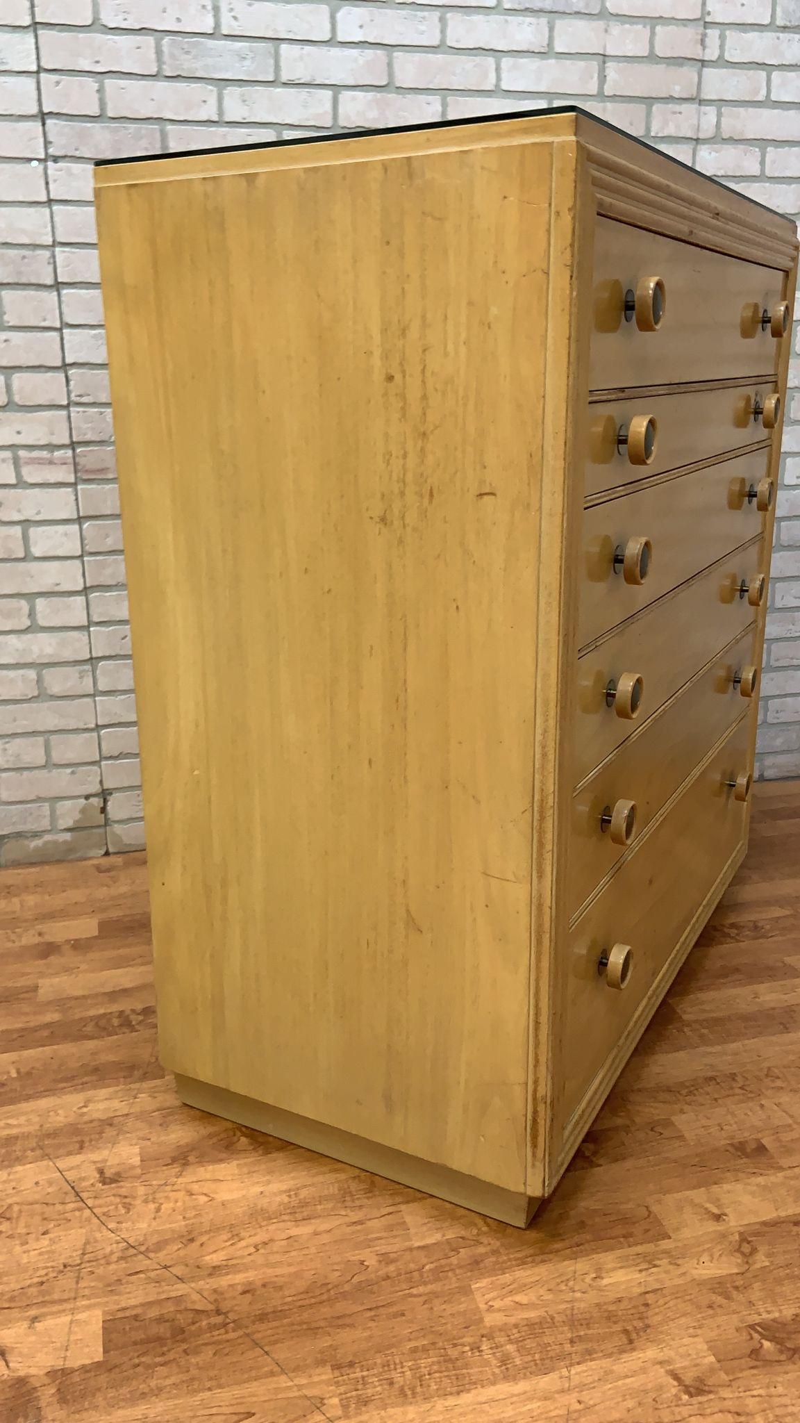 Mid-Century Modern MCM Cork and Wood Tall Dresser by Paul Frankl for Johnson Furniture For Sale