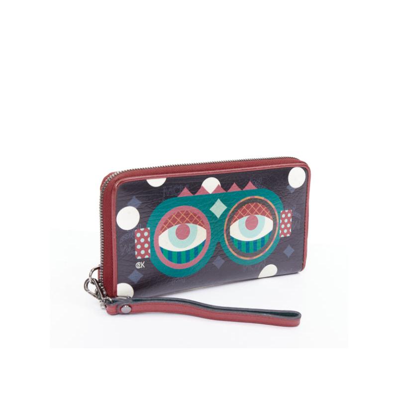 Cartera larga con cremallera MCM CRAIG KARL Beyond Snowdome de piel negra con ojo gráfico Negro en venta